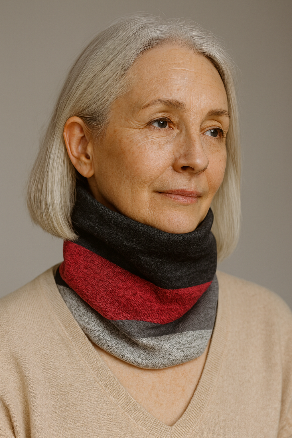 Neck Warmer | Gaiter - Geometric Red-Grey-Black