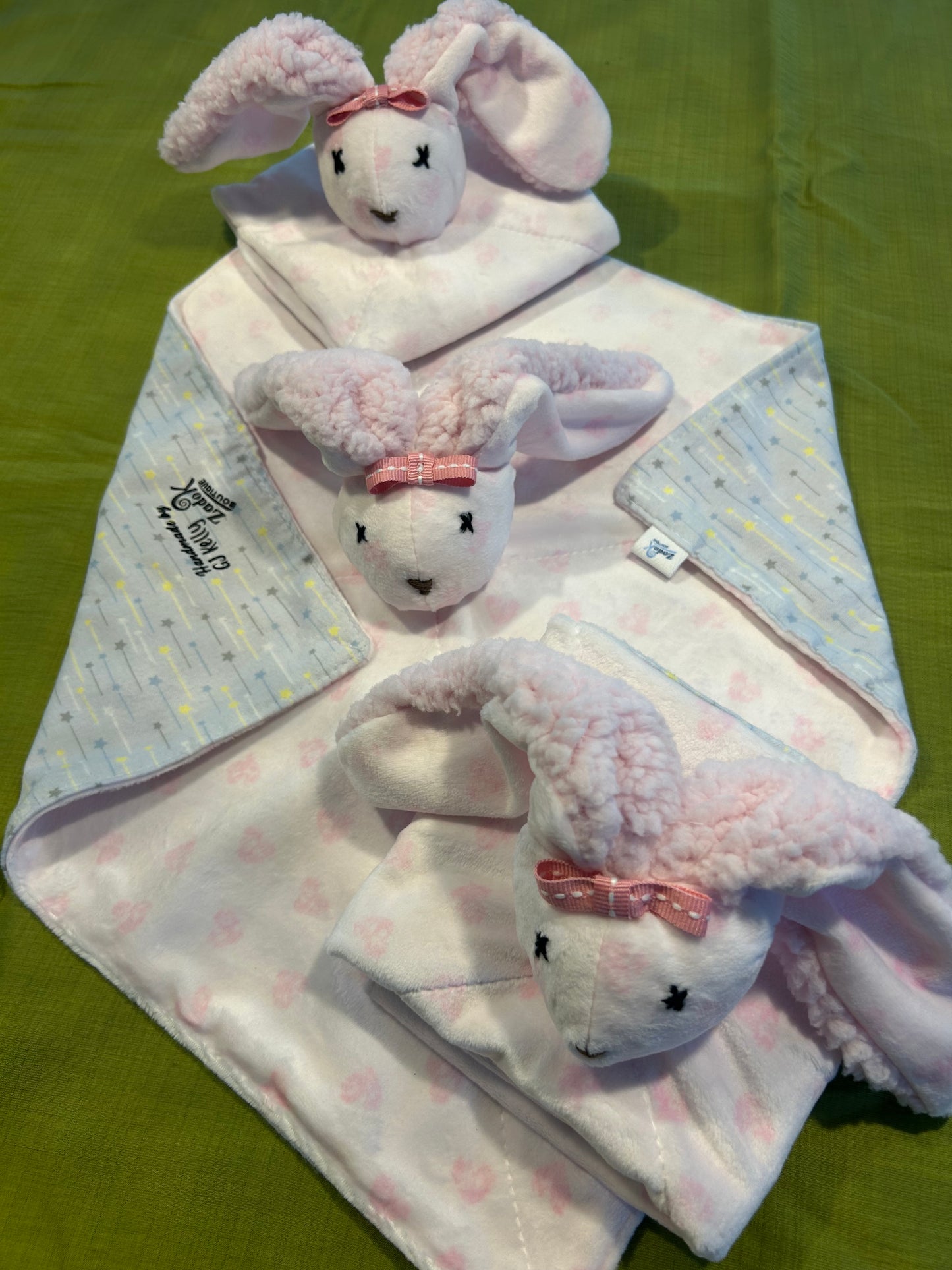 Bunny Lovey Comforter - Baby blanket - Blue or Pink