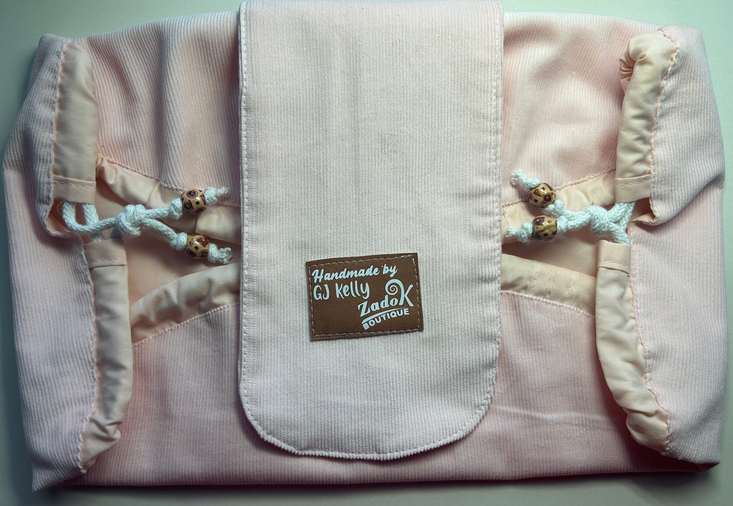 Open-Flat | Cinch-up Makeup Bag - BLUSH Corduroy