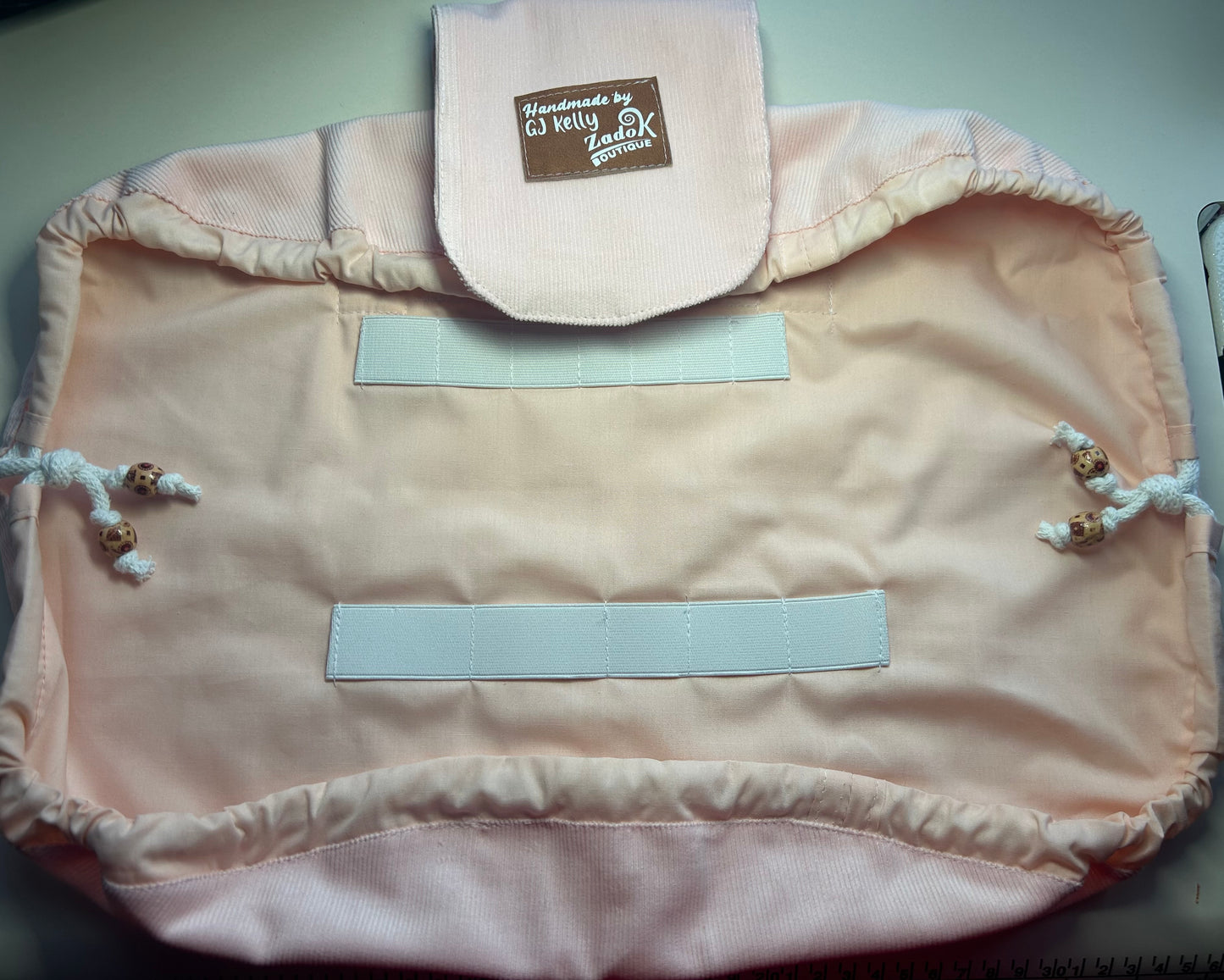 Open-Flat | Cinch-up Makeup Bag - BLUSH Corduroy