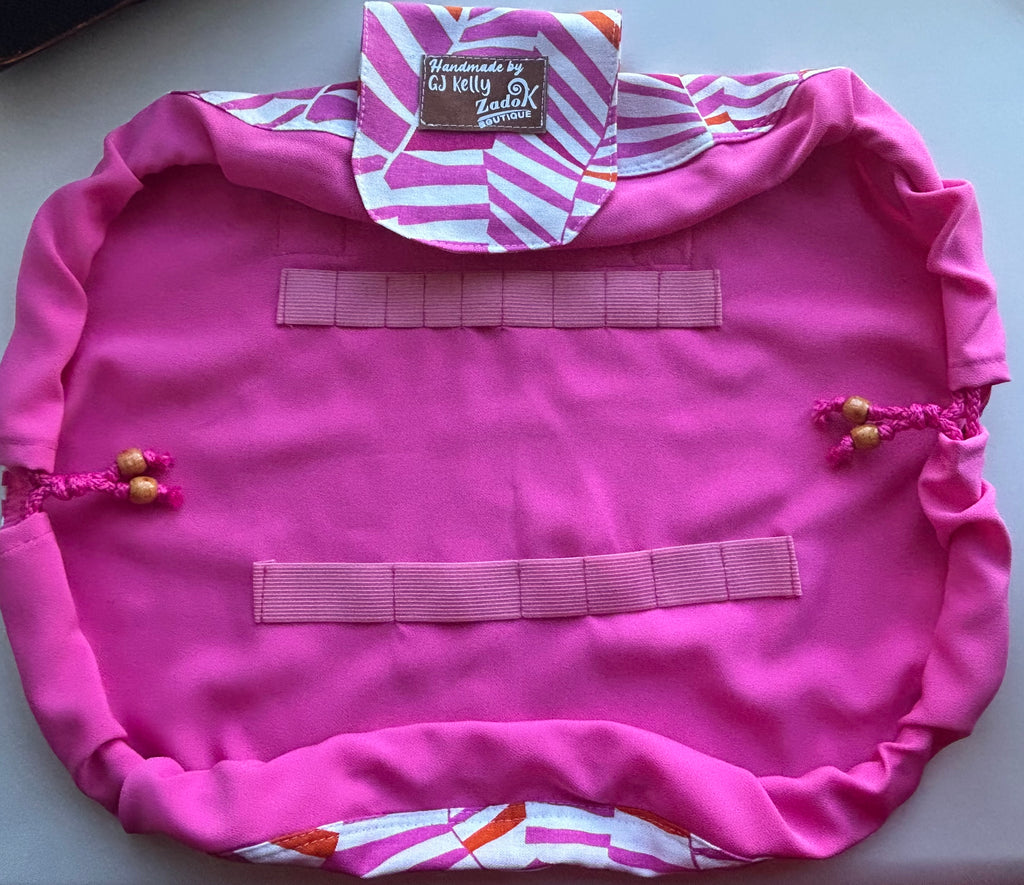 Drawstring Makeup Bag - Hot Pink geometric