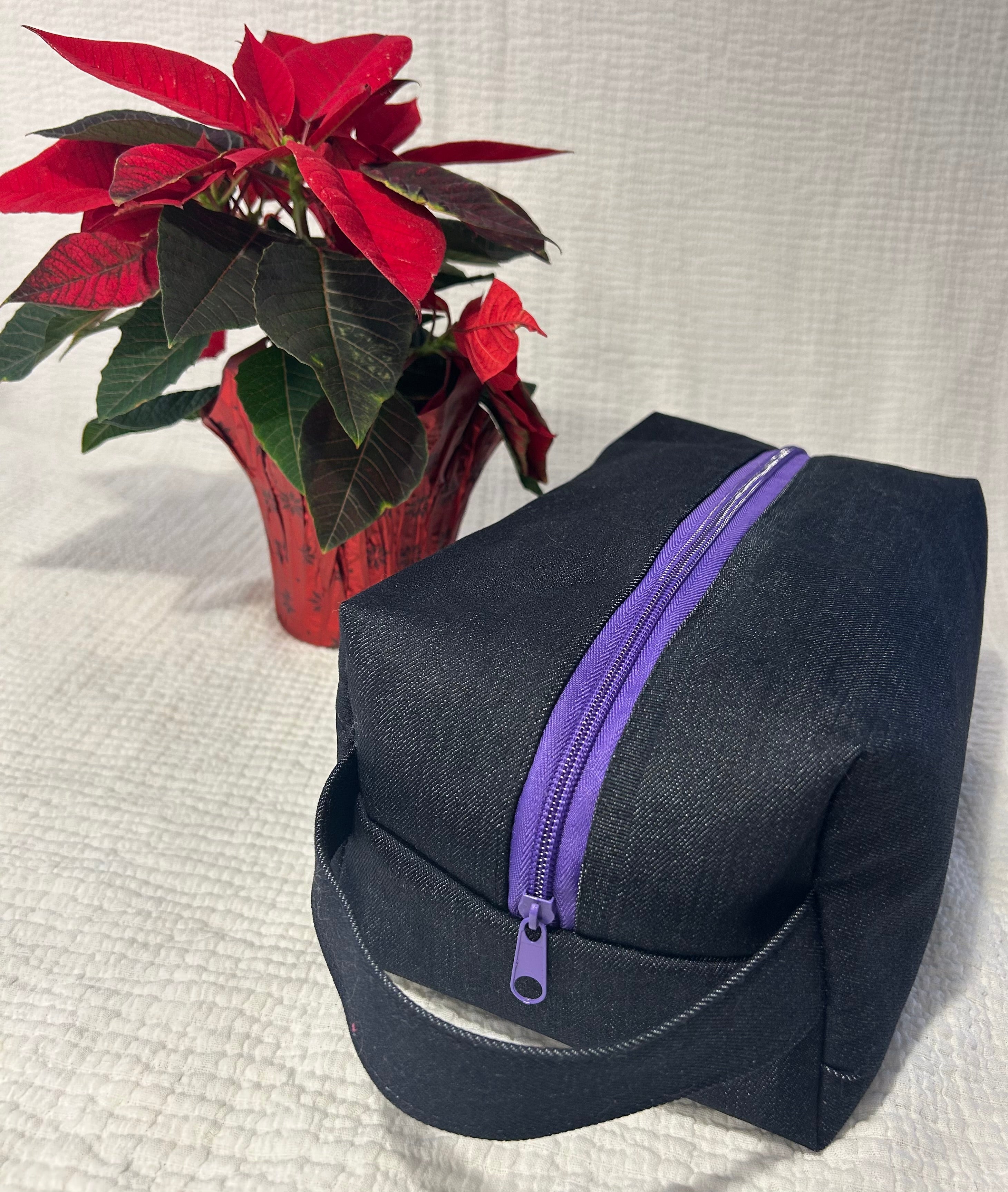 Black Denim Toiletry bag