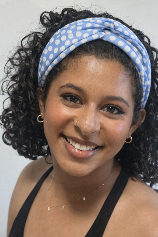 Knotted Headband: Sky Blue Polka Dots