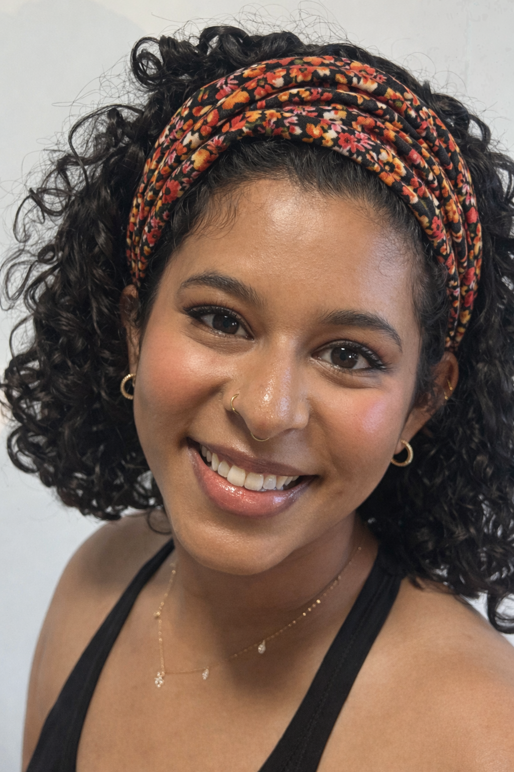 Knotted Headband-Floral Orange Black