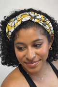 Knotted Headband-Floral Yellow White