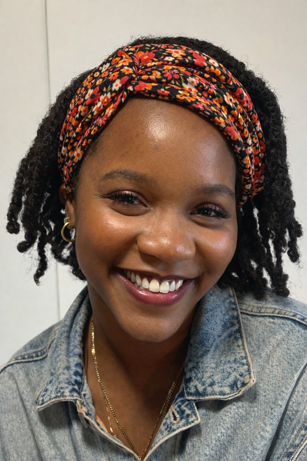 Knotted Headband-Floral Orange Black