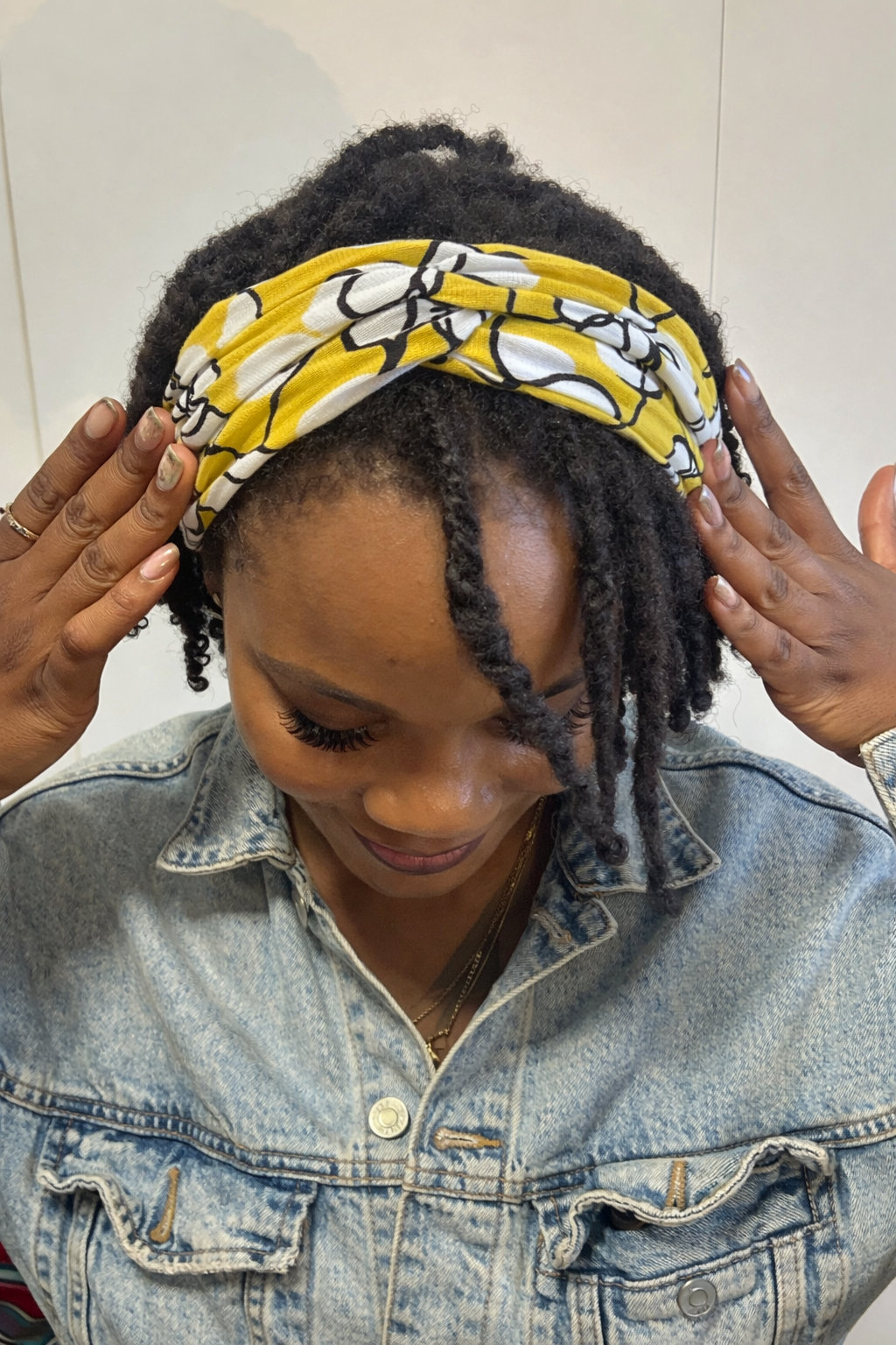 Knotted Headband-Floral Yellow White