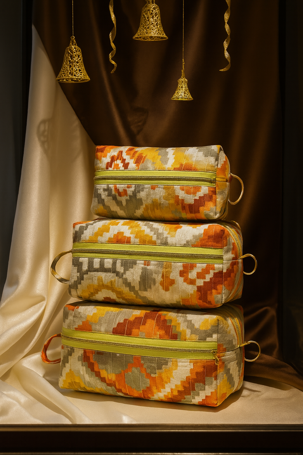 Boxy Makeup Bags: Autumn Geometric