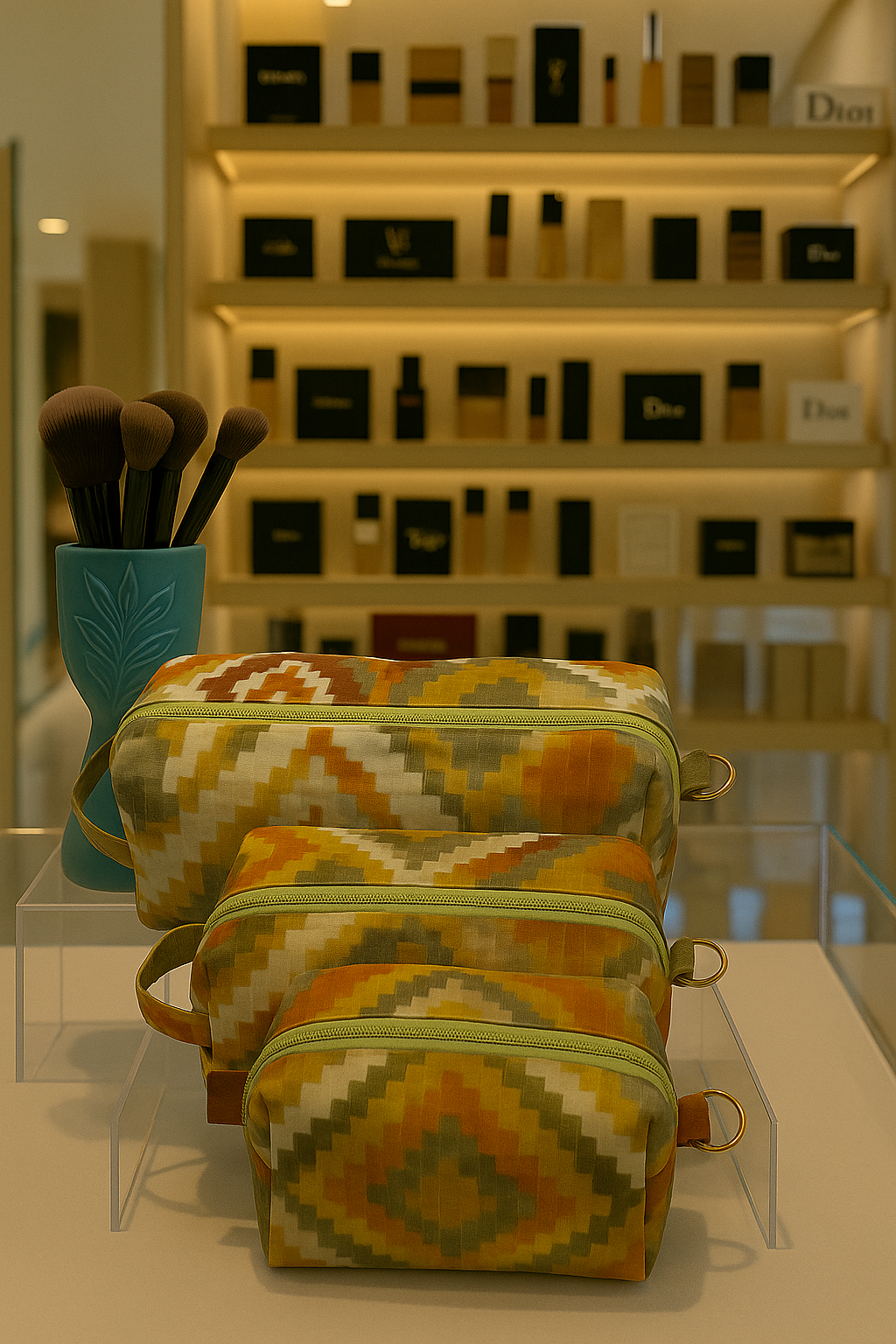 Boxy Makeup Bags: Autumn Geometric