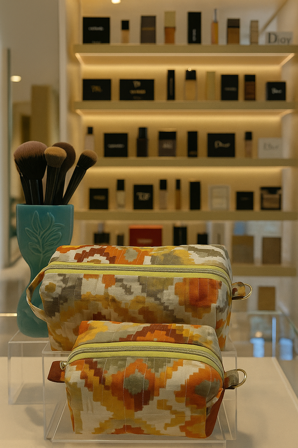 Boxy Makeup Bags: Autumn Geometric