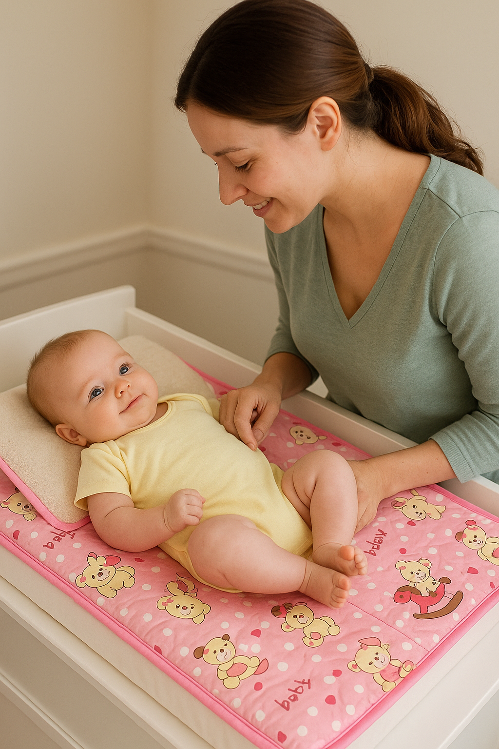 Baby Changing Mat-PINK Teddybear