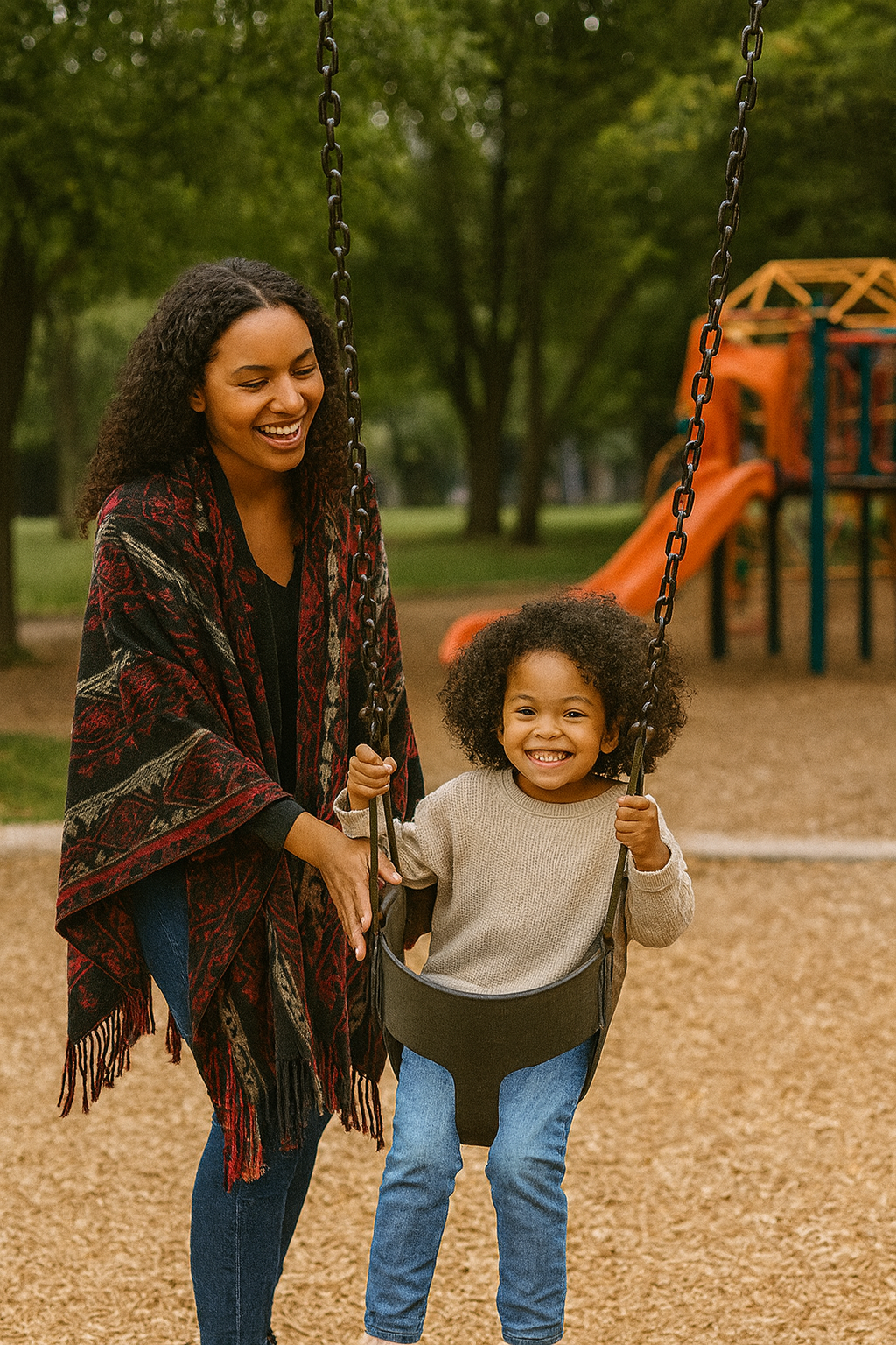 Poncho - Red + Black Striped | Reversible Wool-Blend