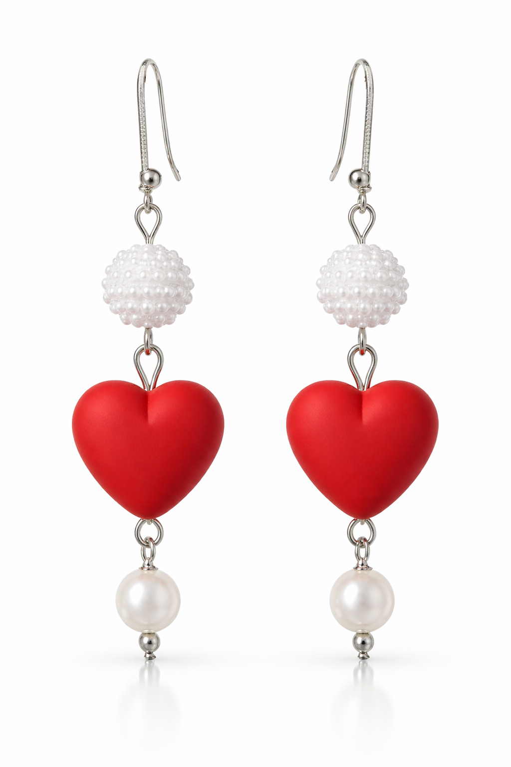 Valentines Earrings - Elegant Pearl and Heart dangle earrings | Gift for Her