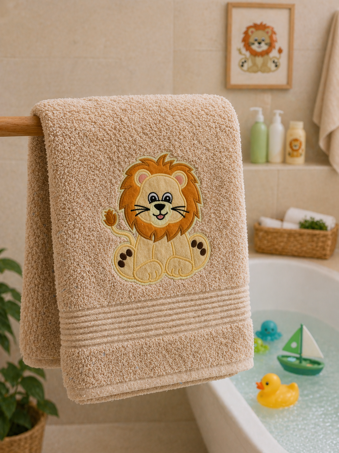 LION Motif Baby|Toddler Bath Towel – 30x56 inches; 100% Cotton, Ultra-Soft & Quick Dry  – Large, baby bath or swim time | baby gift (Copy)