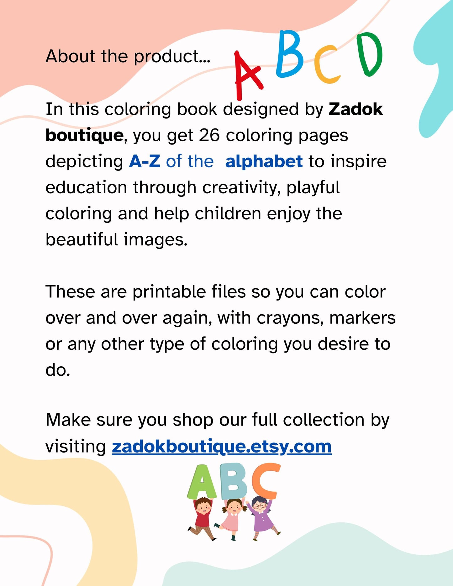 Alphabet Coloring Pages A-Z: Early Education (PDF Download)