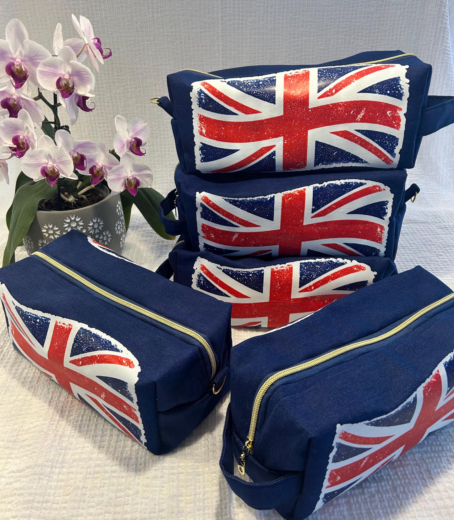 Distressed Union Jack Denim Toiletry Bag: Water Resistant UK Travel Kit