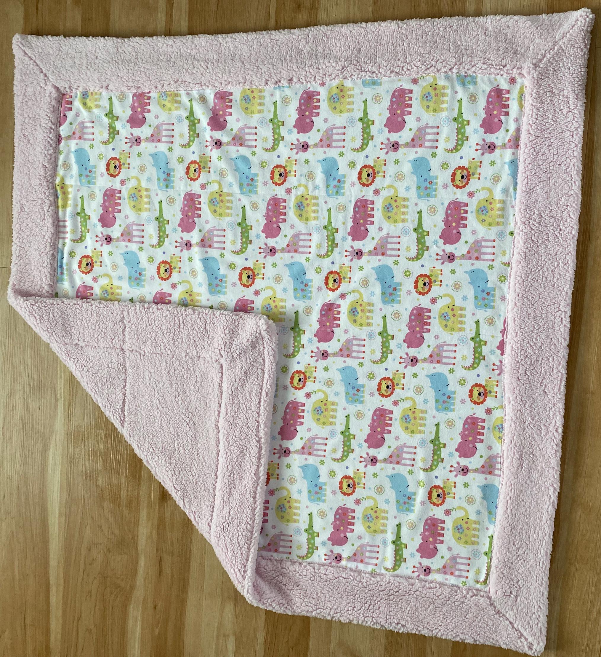 Animal Print Baby Blanket: Soft Sherpa & Flannel, Self-Binding