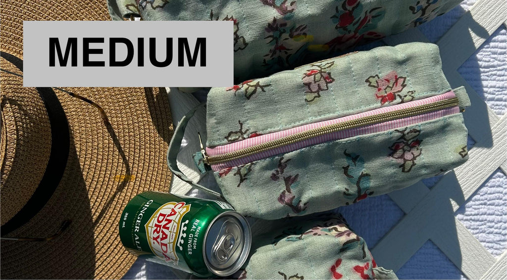 Anna French Hollyhock Quilted Makeup Bag Set: Floral Toiletry Pouches