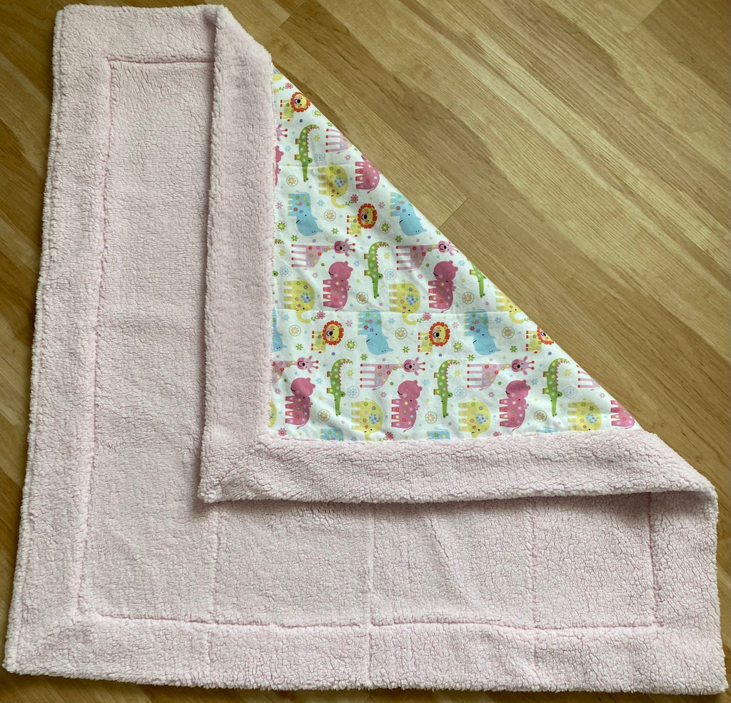Animal Print Baby Blanket: Soft Sherpa & Flannel, Self-Binding