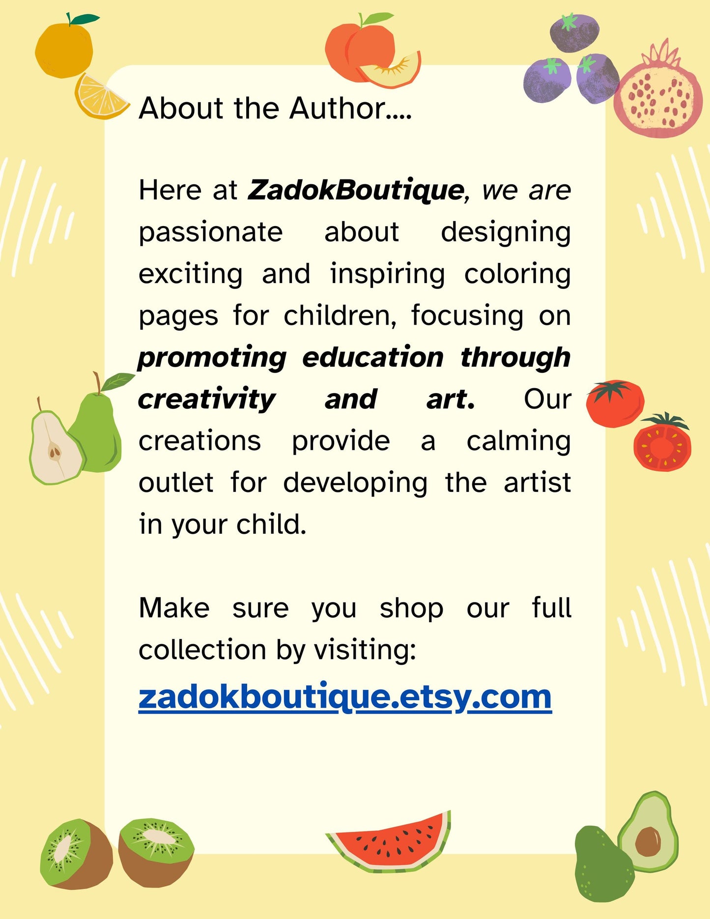 Fruit A-Z Coloring Pages for Kids: Homeschool & Preschool (PDF Download)