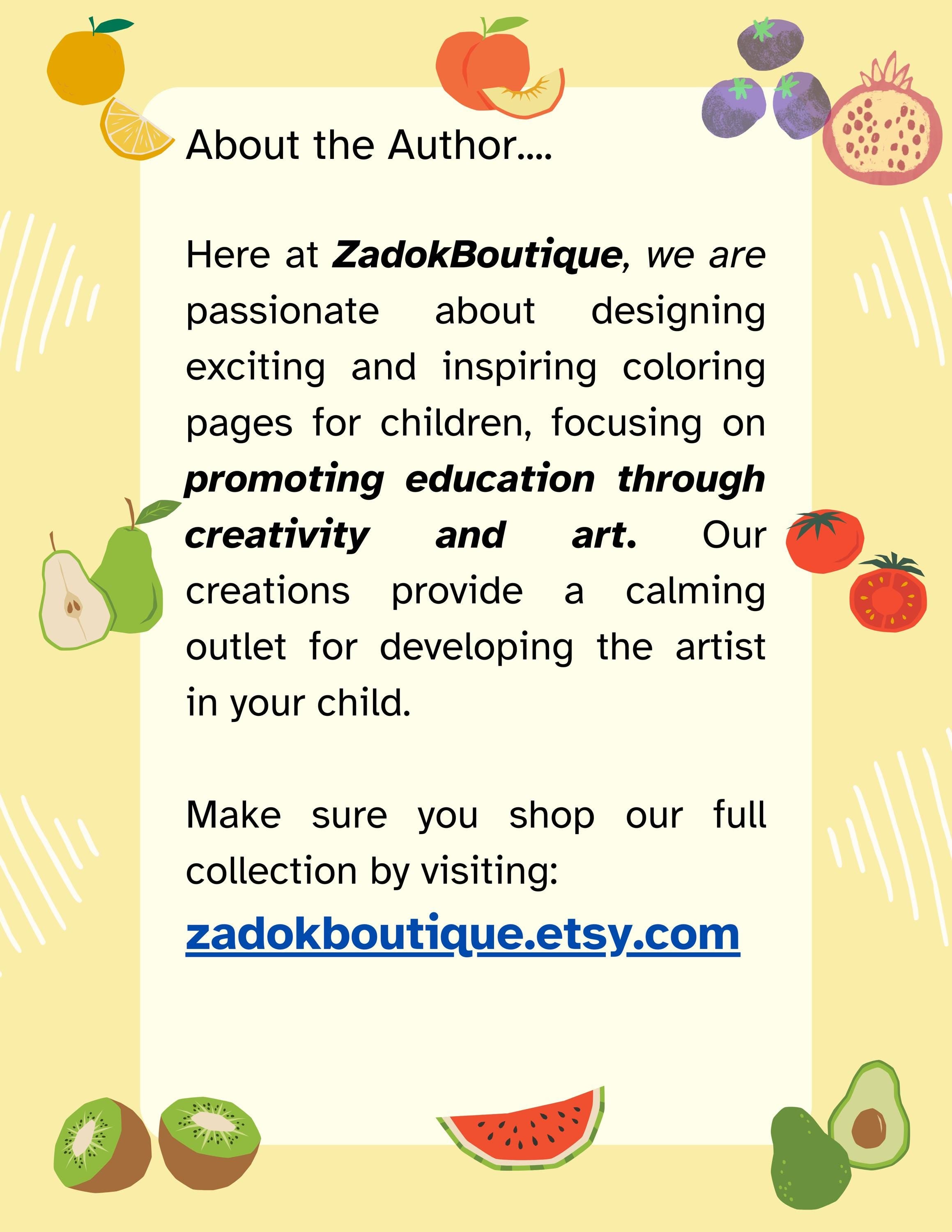 Fruit A-Z Coloring Pages for Kids: Homeschool & Preschool (PDF Download)