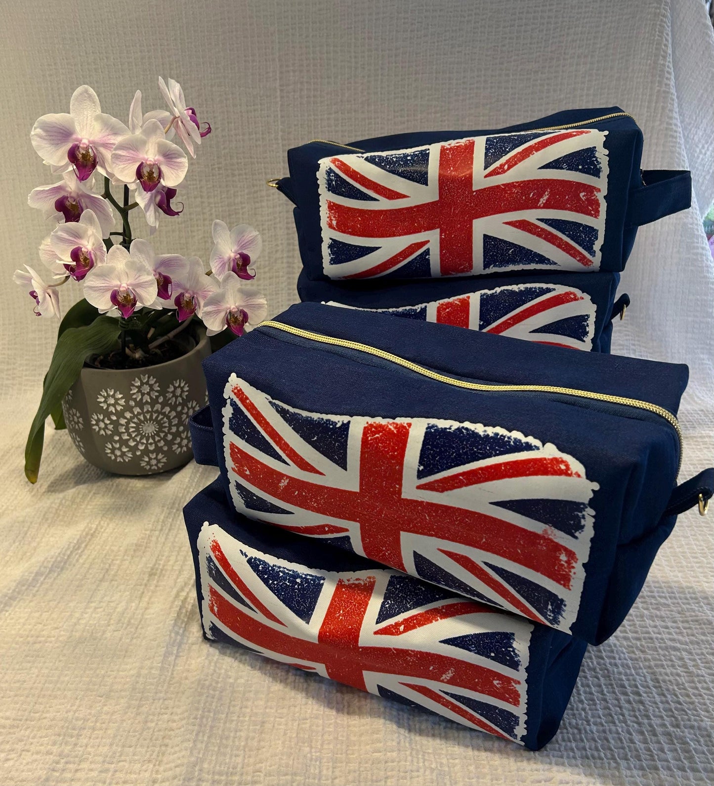 Distressed Union Jack Denim Toiletry Bag: Water Resistant UK Travel Kit