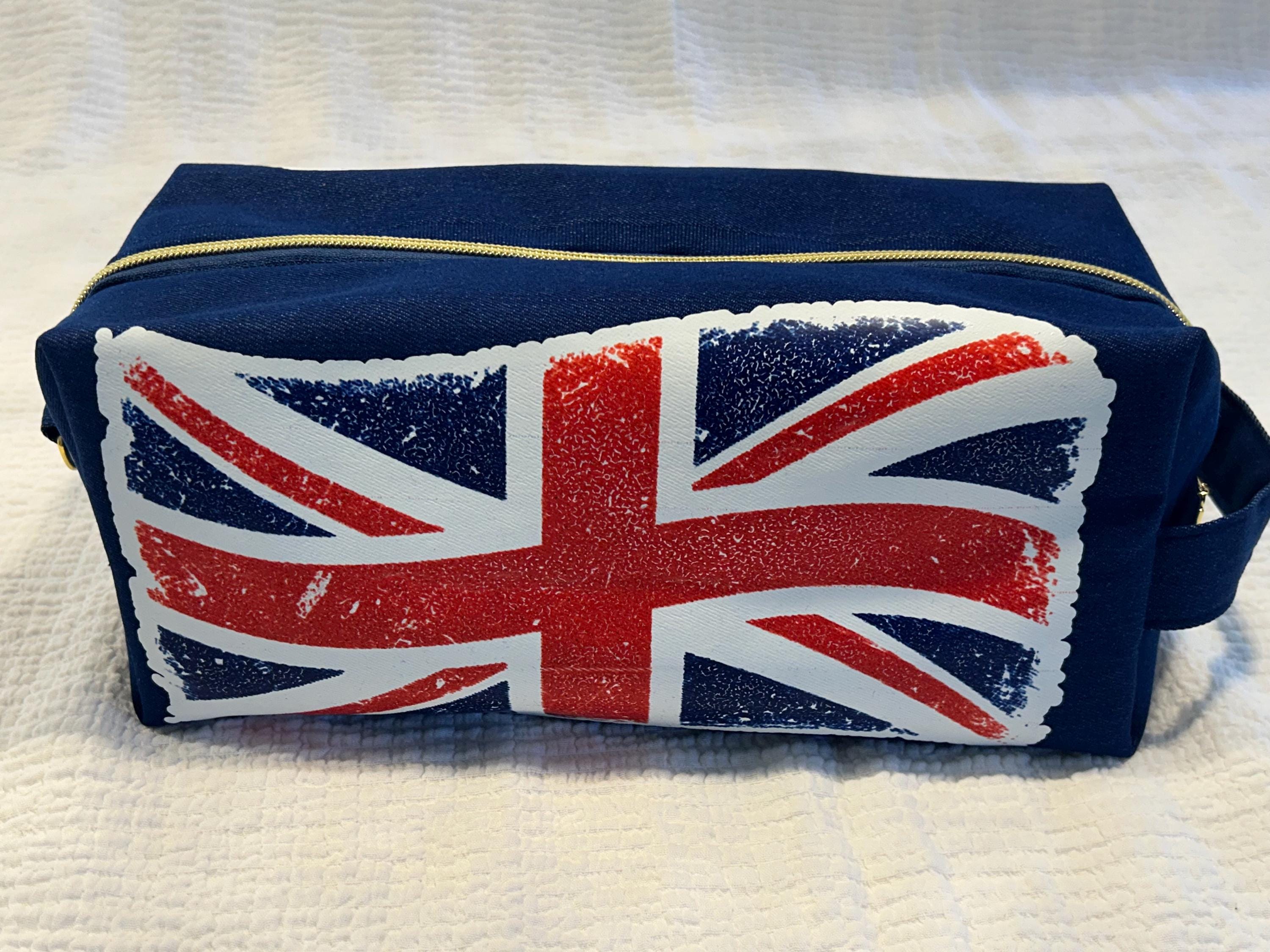 Blue Denim Boxy Toiletry Bag - Distressed Union Jack