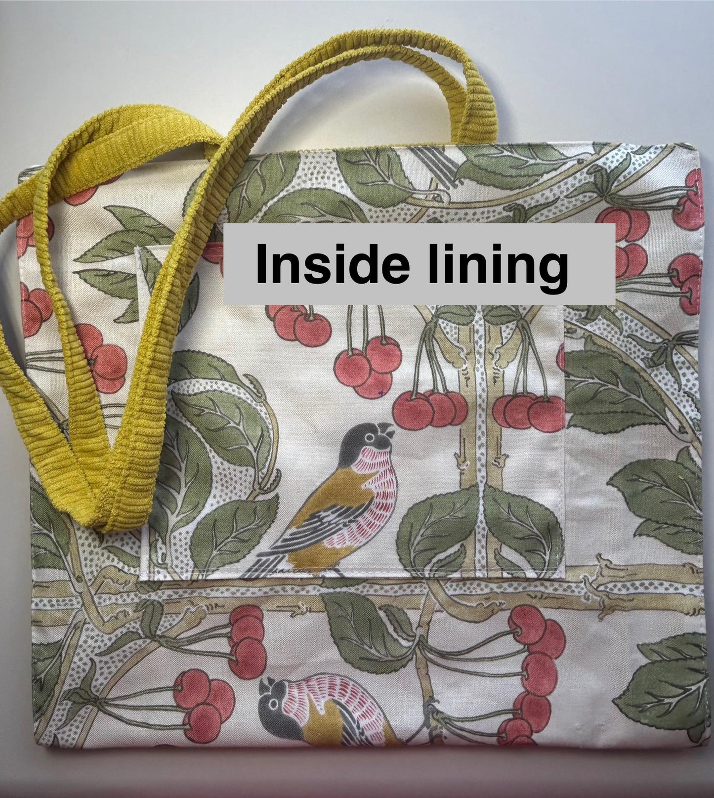 Corduroy Tote Bag: Medium Everyday Shoulder Bag with Inner Pocket - Handmade