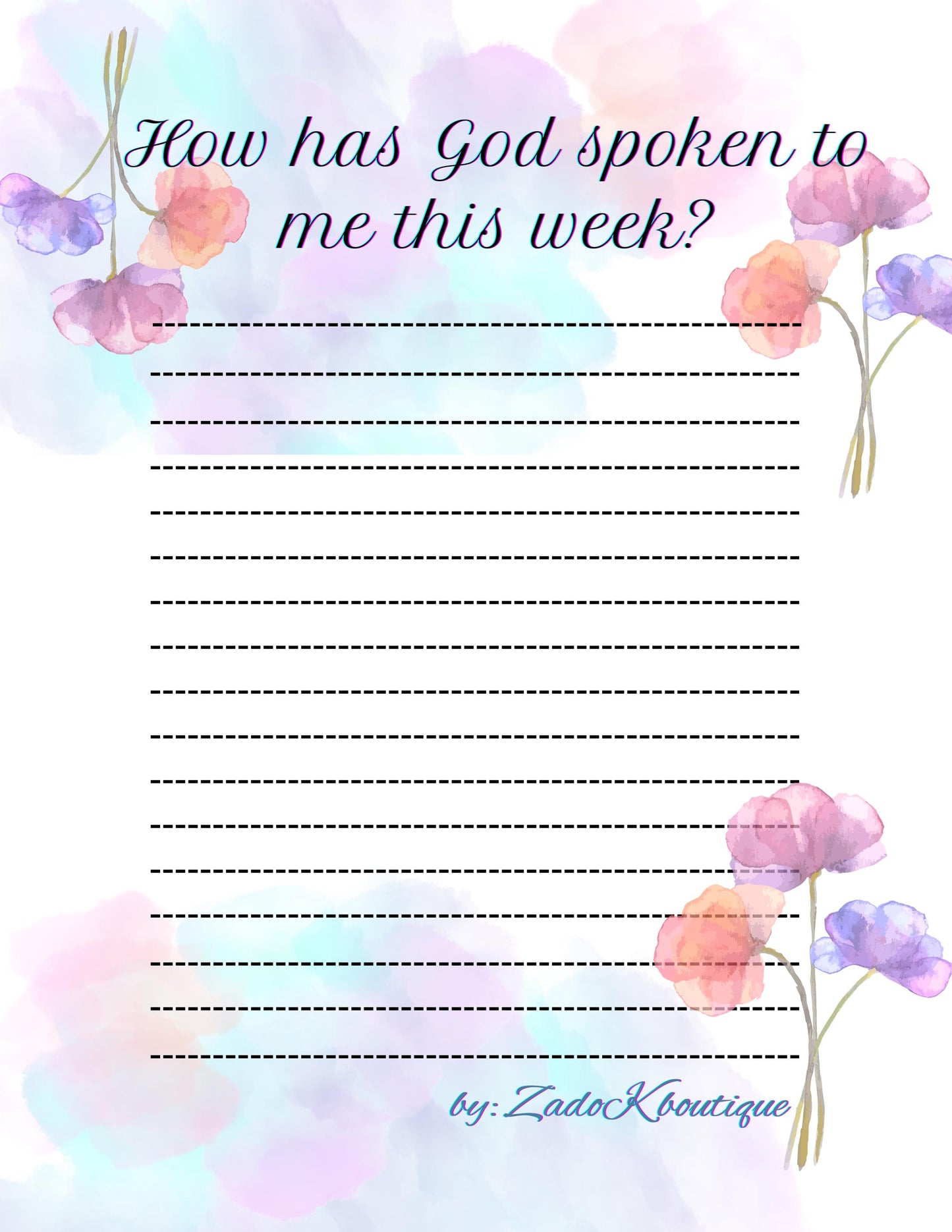 Floral Prayer Journal: Gratitude & Bible Study Notes (Digital Download)