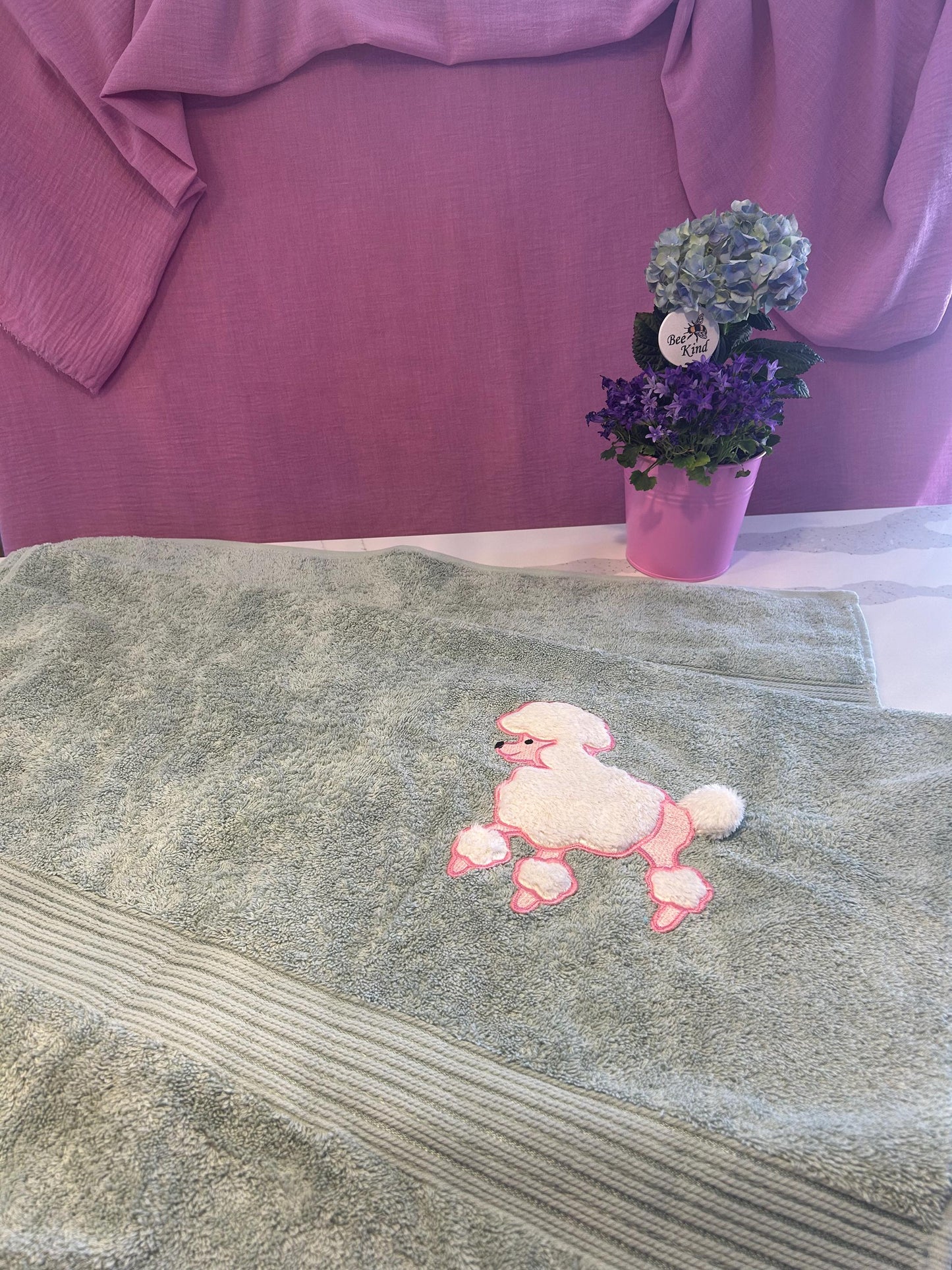 Poodle Baby Bath Towel: Soft Cotton, Quick Dry, Teal (30x56 in)