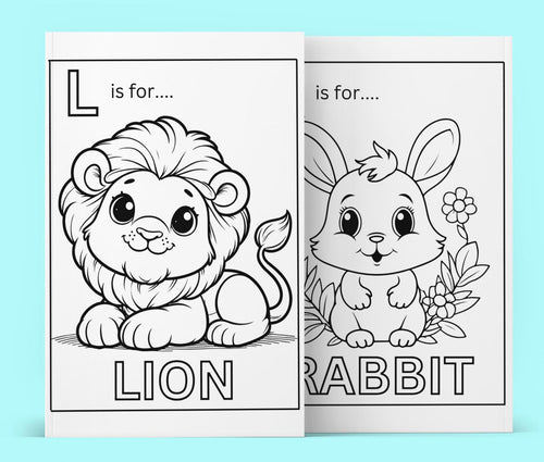 Animals A-Z Coloring Pages: Kids Alphabet, Homeschool (PDF Download)