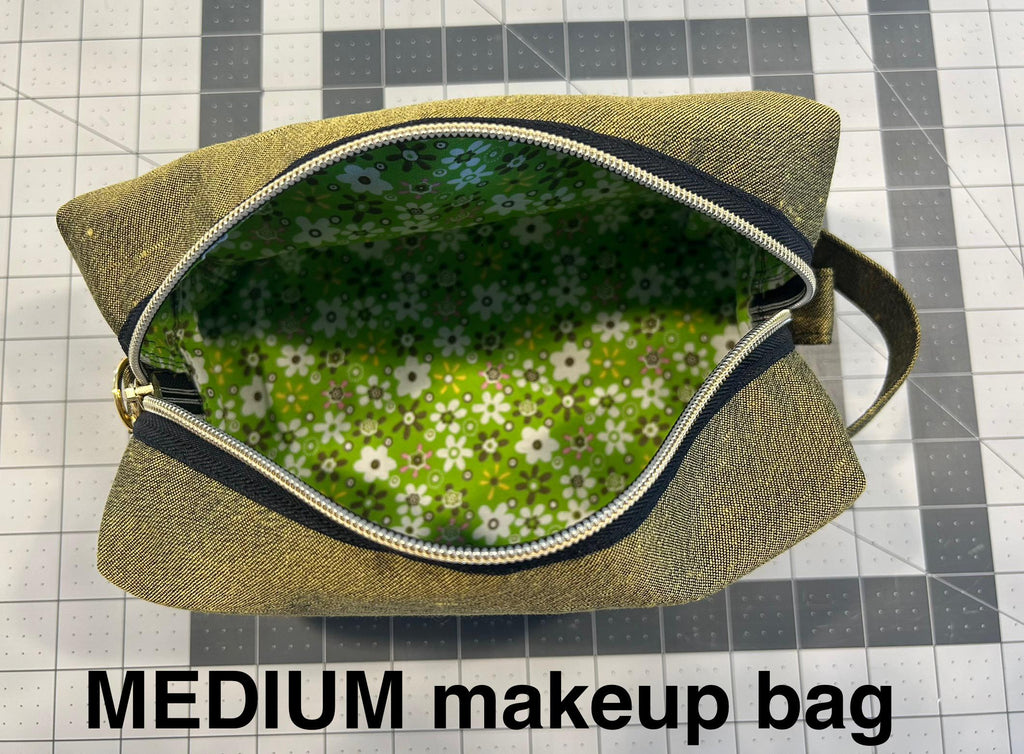 Quilted Raw Silk Makeup Bags: Mint Green & Gold - Set of 3 or individual