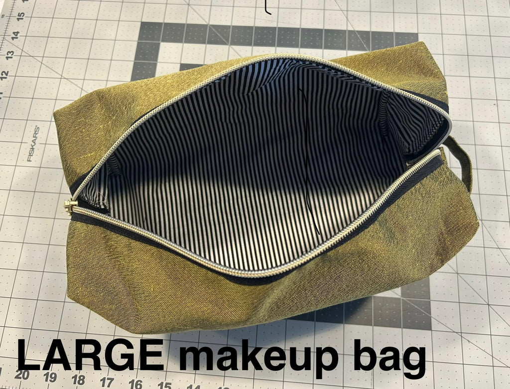 Quilted Raw Silk Makeup Bags: Mint Green & Gold - Set of 3 or individual
