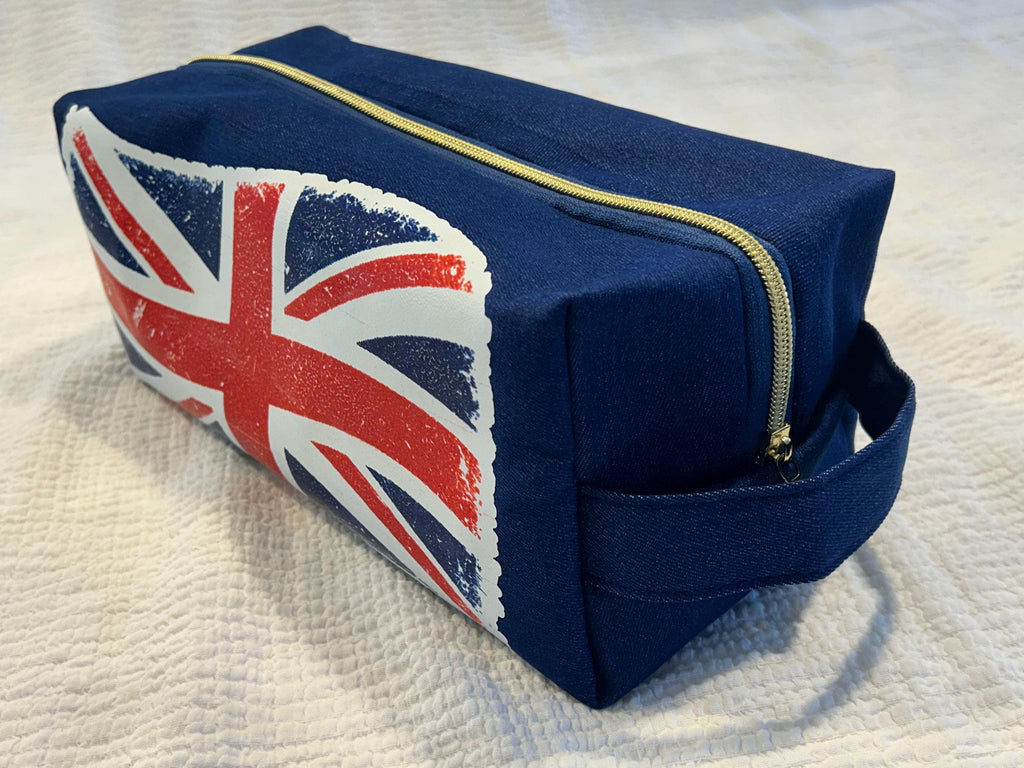Blue Denim Boxy Toiletry Bag - Distressed Union Jack