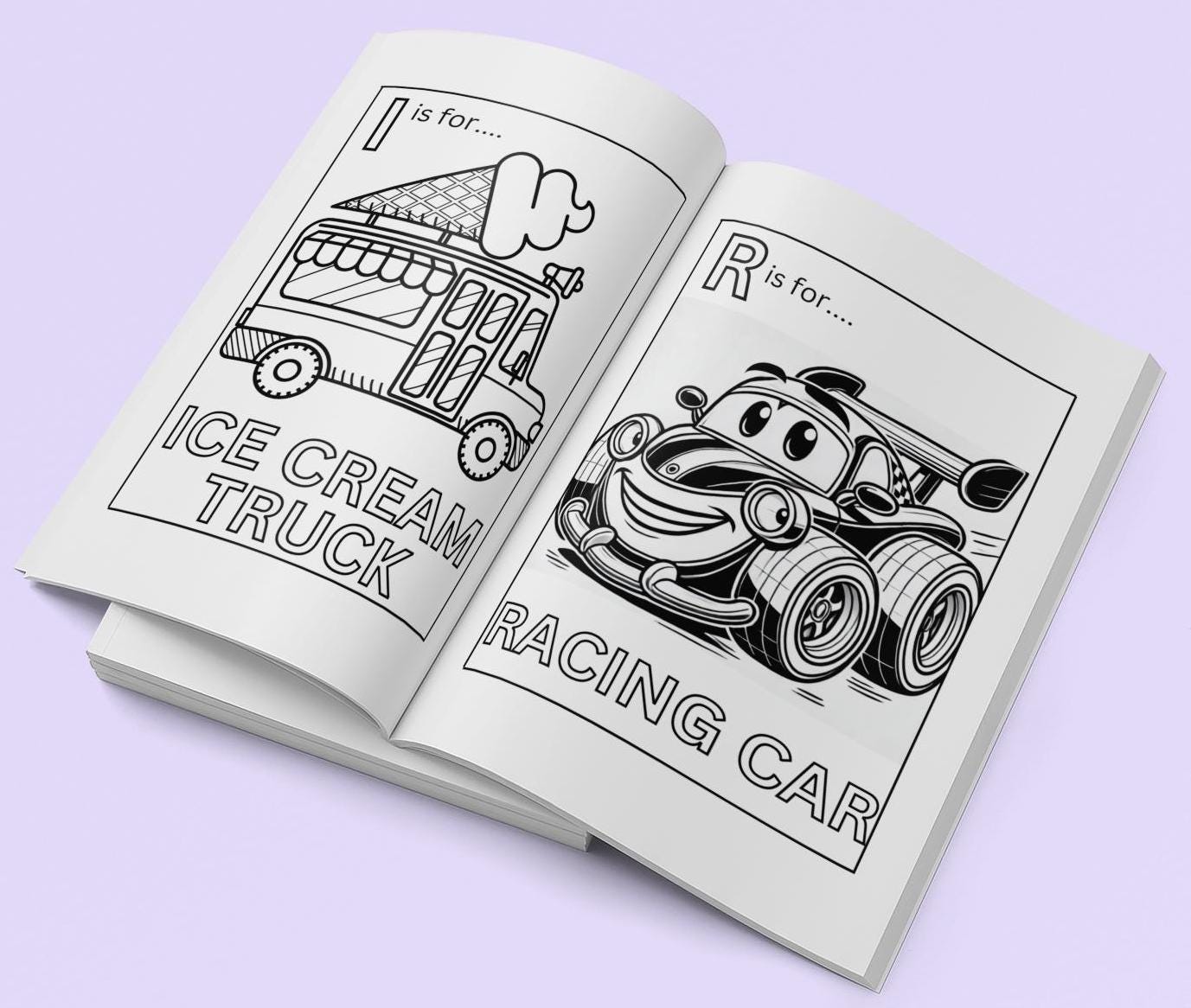 Cars and Trucks Coloring Pages A-Z: Educational Art (PDF Download)