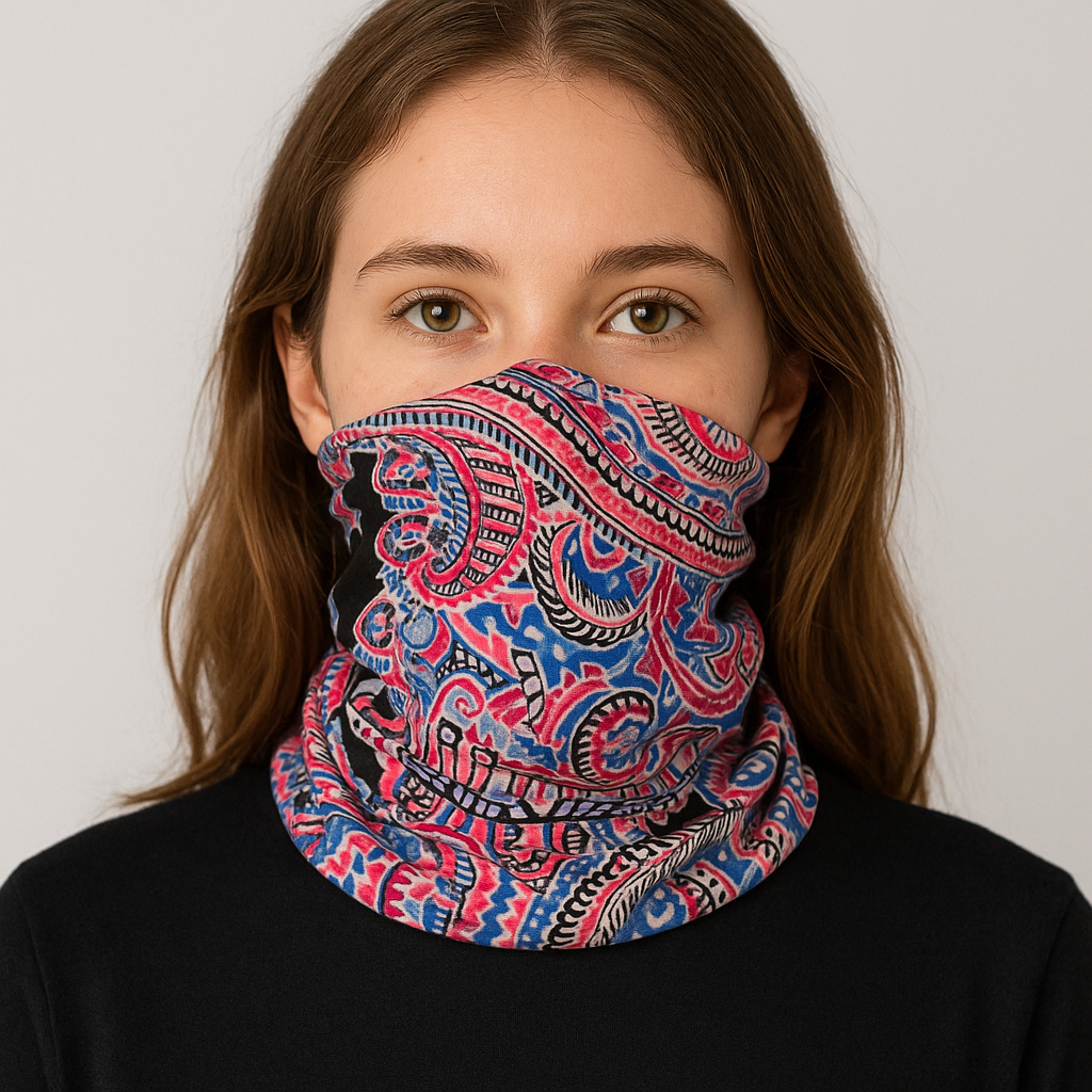 Neck Warmer | Gaiter - Paisley Pink Blue