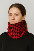 Neck Warmer | Gaiter - Red black Houndstooth