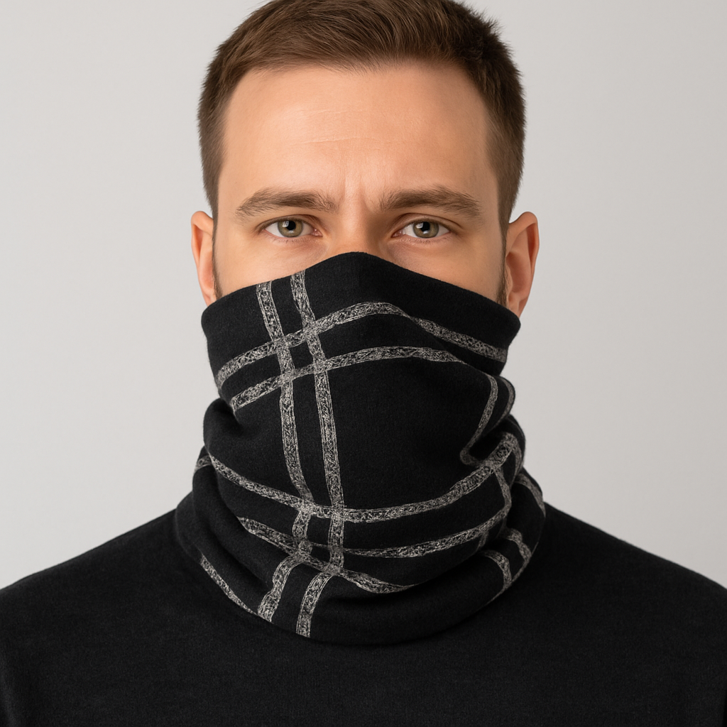 Neck Warmer | Gaiter - Grey Black Checks