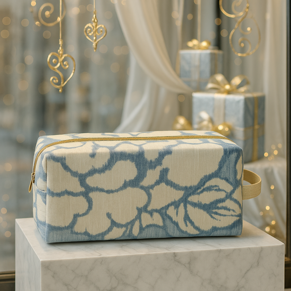 Boxy Makeup Bags - Thai Lotus, Blue